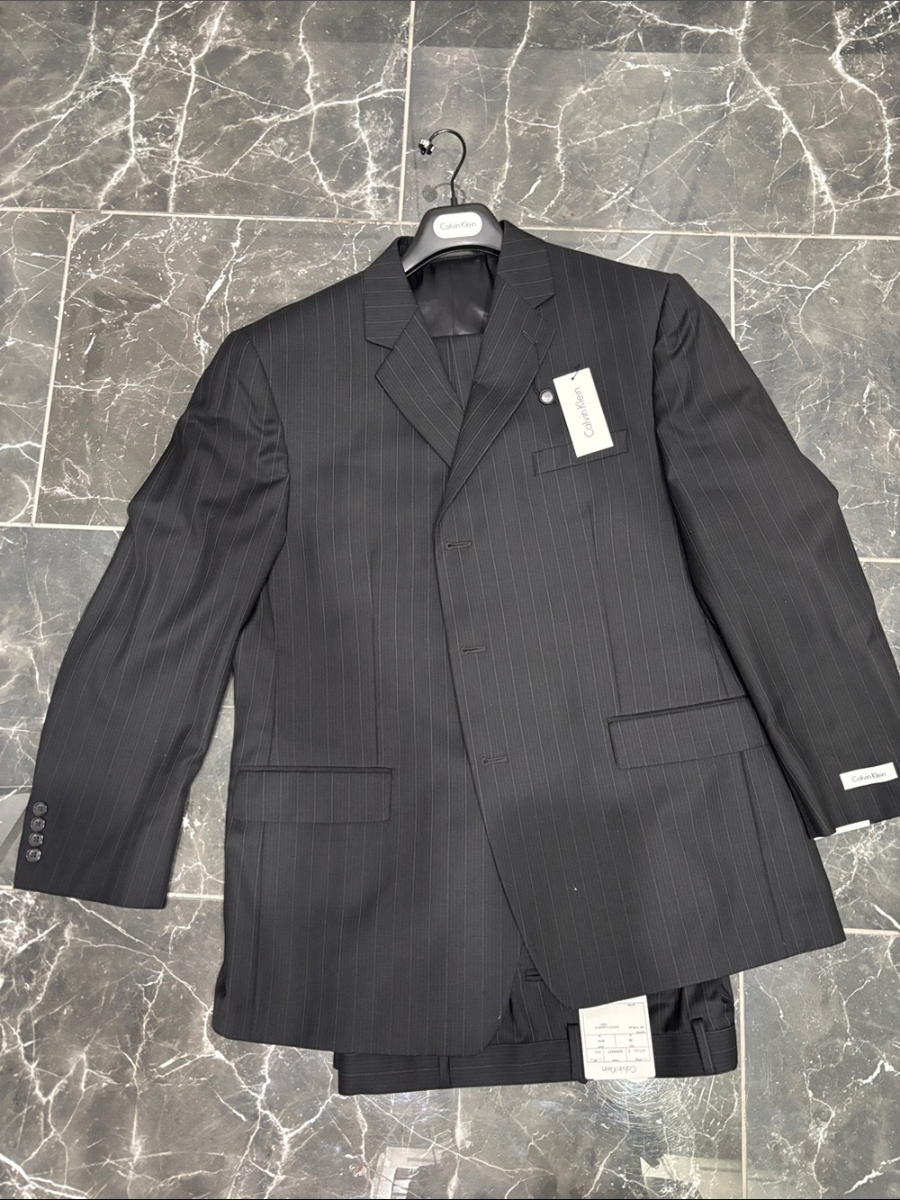 Calvin Klein Collection Charcoal Pinstripe Suit Jacket